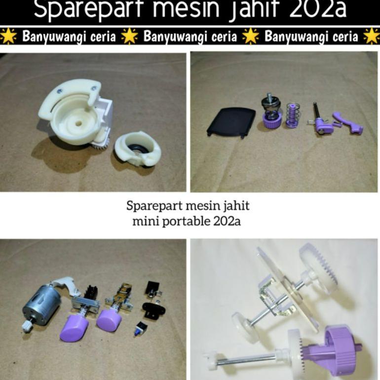 RAS803 Sparepart Mesin Jahit Mini Portable 202 (Sparepart Skoci, Rumah Skoci, Gir, Tombol, Dinamo, Tutup, Per, dll) +