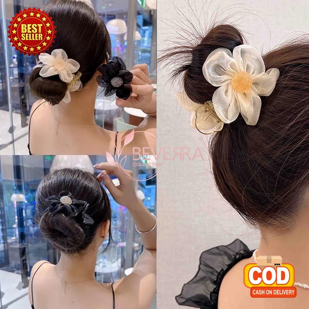 Sale 7.7 Jepit Rambut Jedai Korea Perempuan Dewasa Motif Bunga 2 Gigi Anti Badai Aksesoris Kualitas 