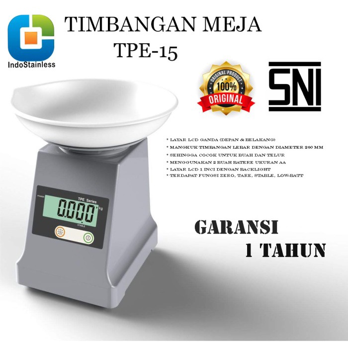 PROMO TIMBANGAN BUAH DIGITAL TPE SIMPLE WEIGHTING KAPASITAS 15 KG - TPE-15