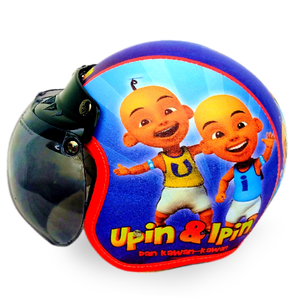 Helm Anak Bogo kaca bogo usia 3-7  tahun motif Upin Ipin Biru