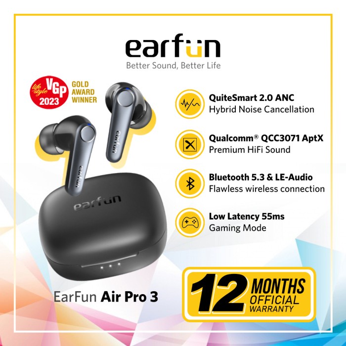 EarFun Air Pro 3 - The world's 1st LE-audio ANC true wireless earbuds