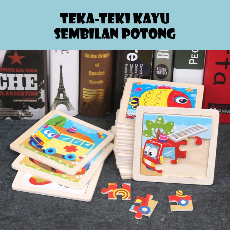 Holiven Anak-anak Jigsaw Puzzle Kartun Hewan 9 Buah Pesawat Puzzle Bayi Pendidikan Anak Usia Dini