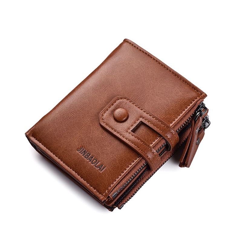 Holiven Buckle Retro Men's Wallet Dompet Lipat Pria Dompet Kartu Pria