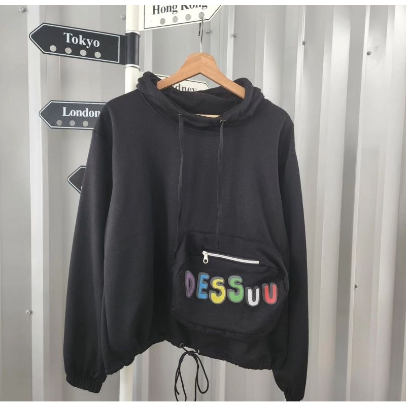 DESSUU HOODIE JACKET TALI KERUT BAWAH OVERSIZE | JACKET HOODIE OVERSIZE WANITA KOREAN STYLE | SWEATSHIRT HOODIE KOREA