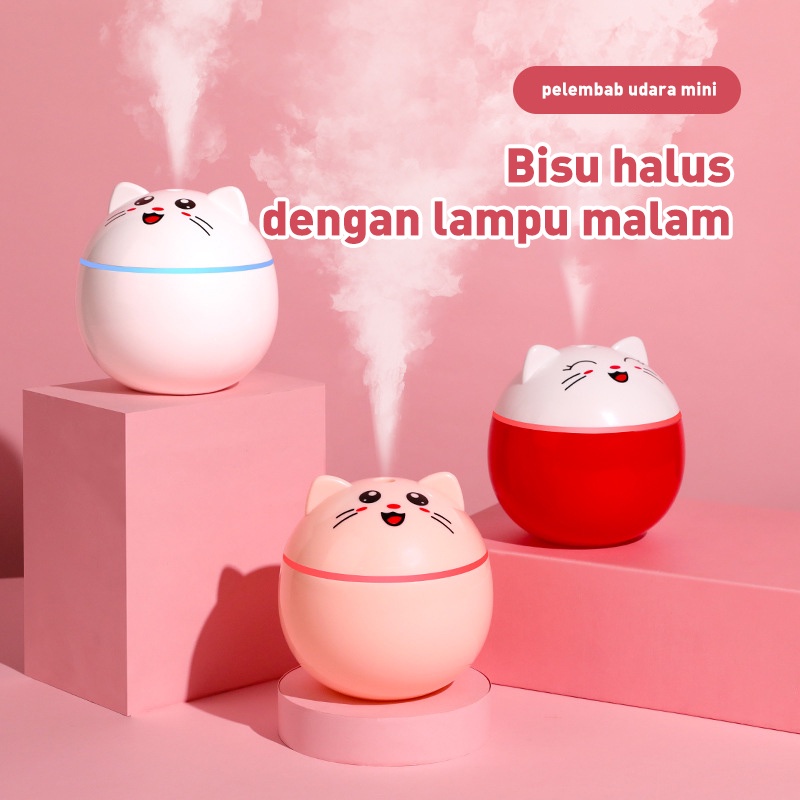 Holiven 100% ORI cute cat Humidifier 300ML Essential Oil Diffuser Aroma Terapi Pengharum Ruangan