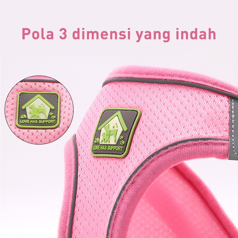 Holiven Rompi Tali Anjing Kucing Harness Hewan Peliharaan Reflektif Breathable Gaya Baru