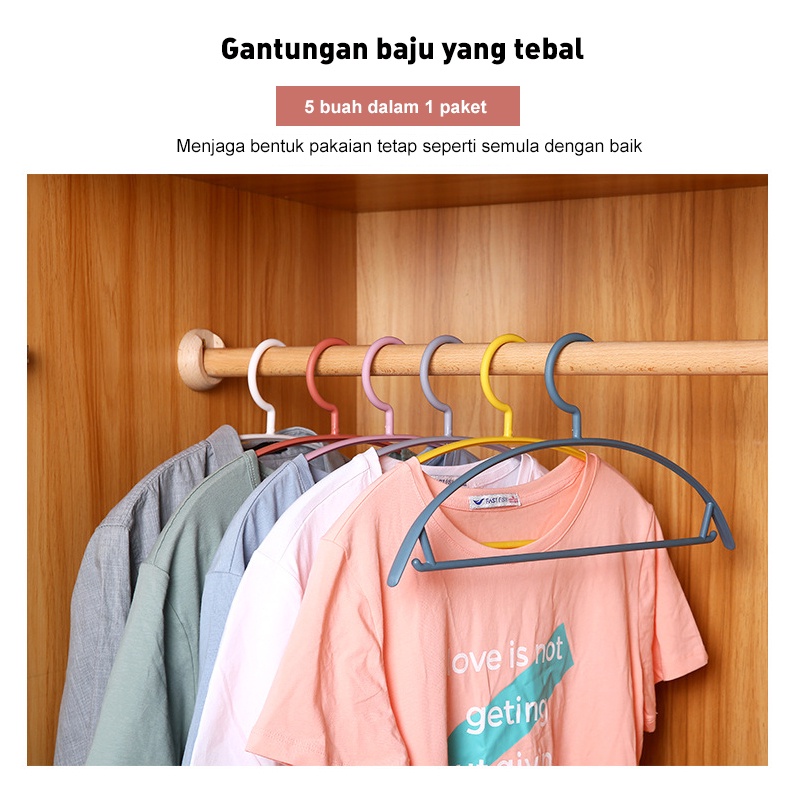 Holiven Gantungan Baju Melengkung Anti-slip Extra Tebal 5pcs