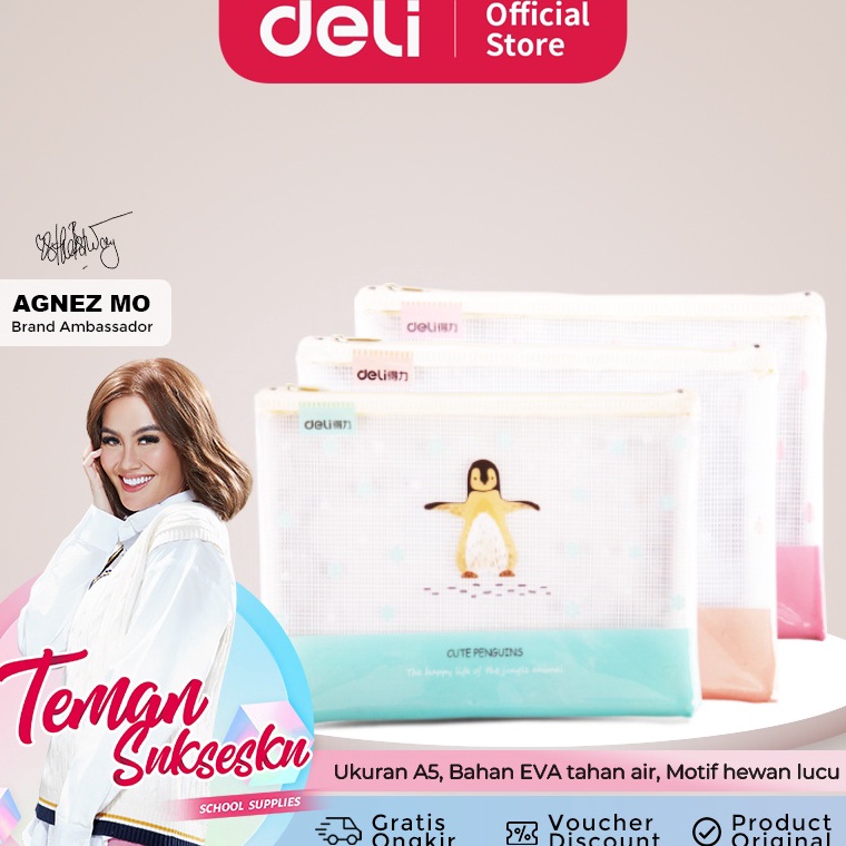 

Terbaru Deli Transparent Mesh Zipper Bag Map Pouch Tas Resleting Jala A5 5992