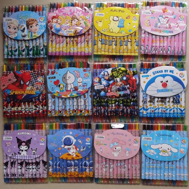 

BY6960 CRAYON PUTAR PANJANG 12 WARNA KRAYON 12 colour twist crayon cute character BODY GEMUK 54