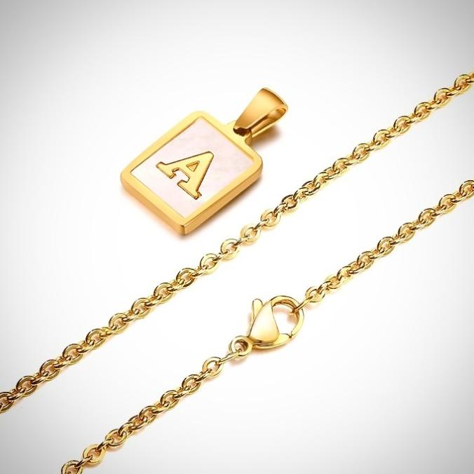 Ready Kalung Titanium K-T Stainless Steel Kalung Inisial Kalung Huruf Kotak Terbaik