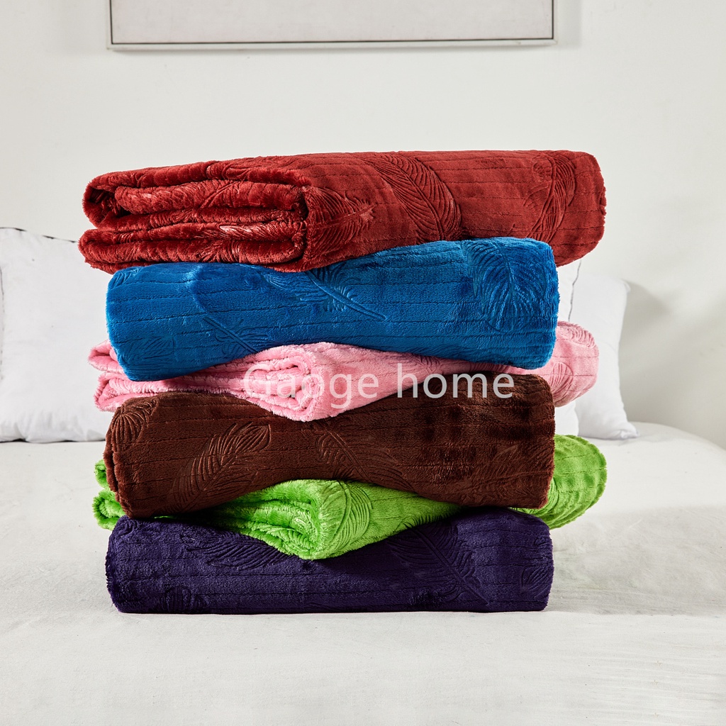 Selimut Bulu polos 180x200 emboss 3D Star Moon Flower Leaf Premium