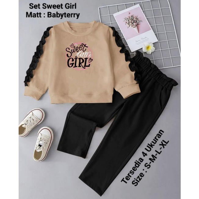 Stelan Anak Perempuan Model Kerutan kekinian Terbaru Viral/Set Sweet Girl Ada 4 Ukuran S-M-L-XL/Matt Babyterry