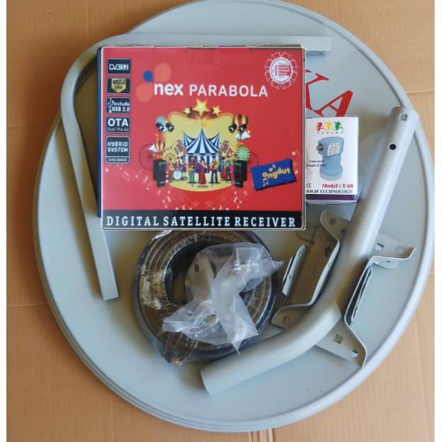 SAN875 Antena paket parabola 45cm lengkap receiver Nex Parabola merah open mnc group **