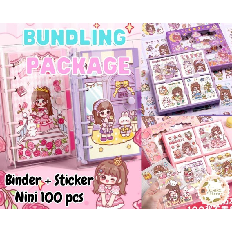 

Paket Komplit Buku Binder A6 + Sticker Nini 100 lembar lucu cute cantik | Sticker anak viral