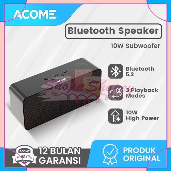Speaker Bluetooth Acome A16 Super Bass 10W High Power Garansi 1 Tahun