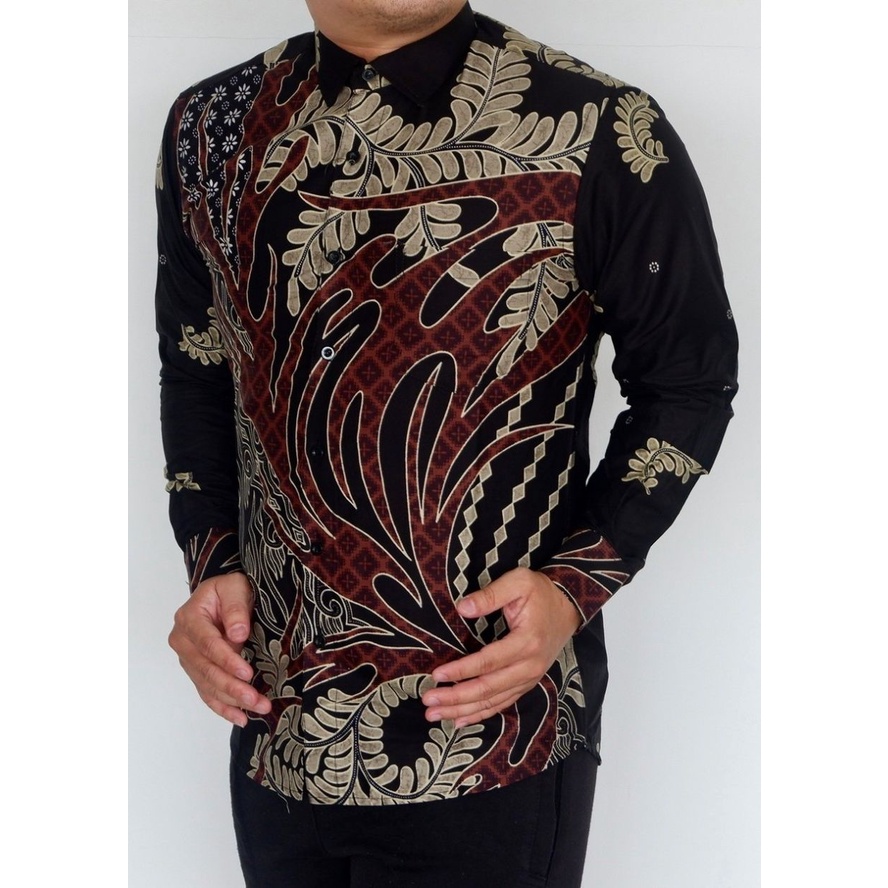 Baju Batik Pria Slimfit Kemeja Lengan Panjang Hem Slim Fit LBL 2123