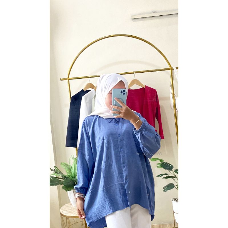 GHINA KEMEJA OVERSIZE JUMBO | BLOUSE OVERSIZE | ATASAN WANITA | KEMEJA WANITA