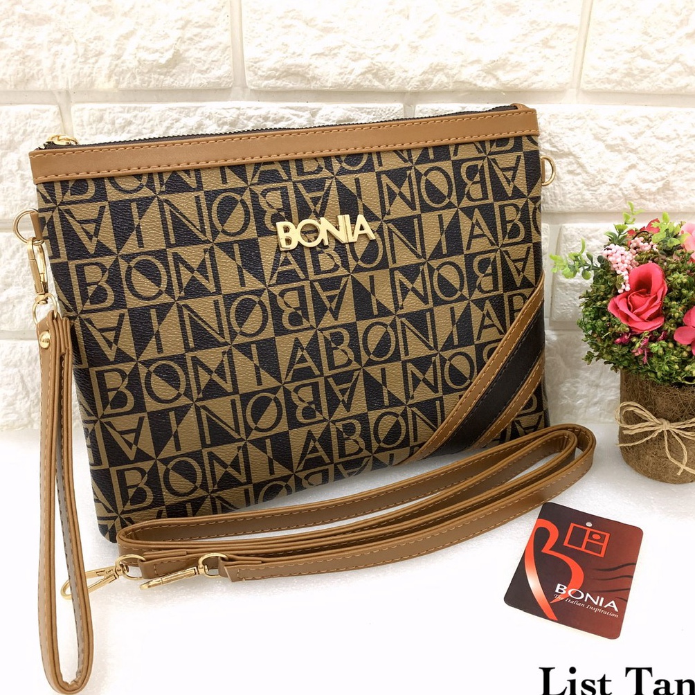 Terbaru Tas Batam BONIA LINE Super Premium Import Clutch selempang wanita sling bag strip INA