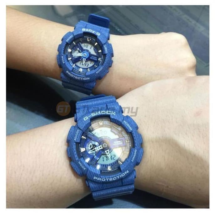 New Jam Tangan Couple Casio Baby-G G-Shock Denim Blue Original Ori Bm Limited Edition