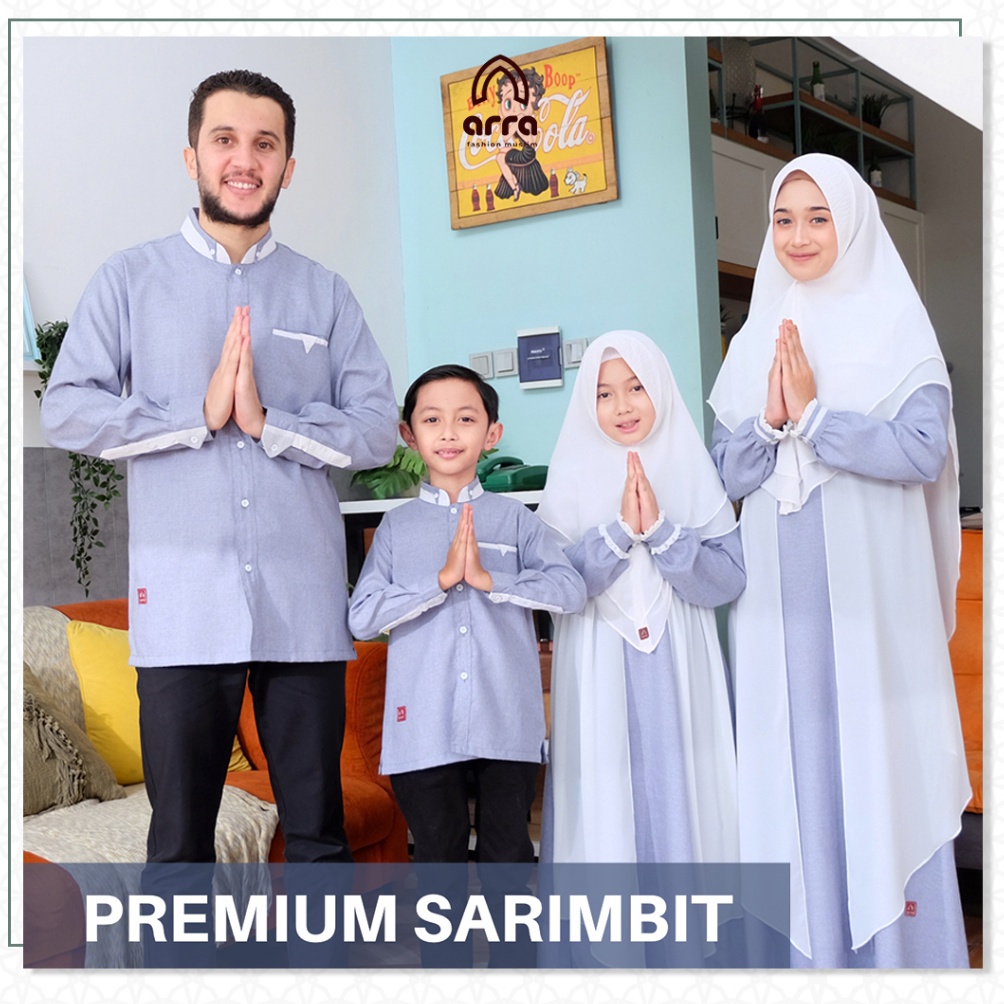 11.11 Flash Sale Sarimbit Keluarga 2023 Lebaran Series Madina Sky Blue By Arra - Baju Couple Pasanga