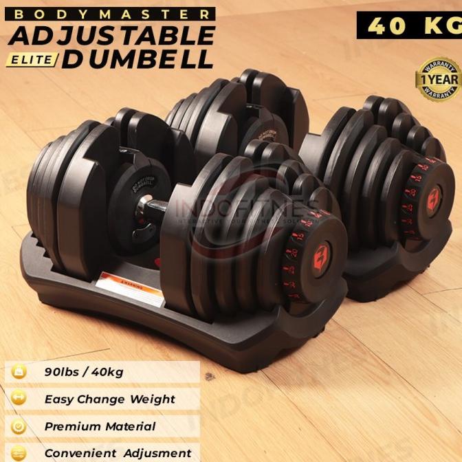 >*>*>*>*] BODYMASTER Elite 40KG / 90Lbs Original Adjustable Dumbell Dumbel set