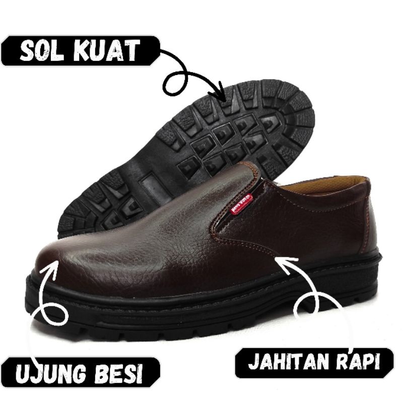 Sepatu Safety Sefty Pria Bahan Kulit Elegan Merk Original Harga Murah