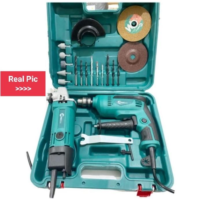 Mesin Bor Dan Grinda Set Box Koper - Paket Mesin Gerinda Dan Bor Set