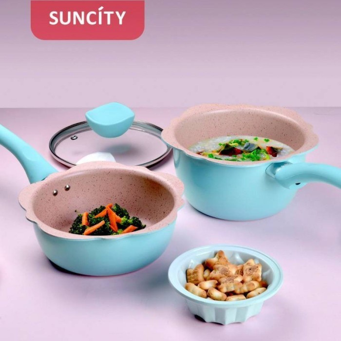 

Suncity YC80243 Non Stick Fry Pan with Glass Lid 16cm Blue