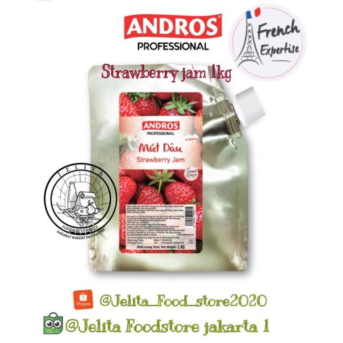 

Andros Strawberry Jam Doypack 1Kg - selai strawberry