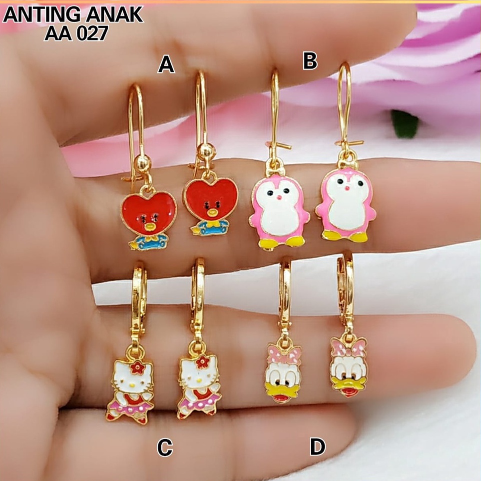 [KODE 7JLVJ] Anting xuping anting anak bts red karakter lucu perhiasan anting anak lapis emas gold A