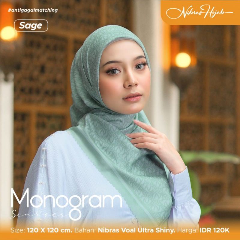 NIBRAS HIJAB TWOTONE MONOGRAM SCARVES NIBRAS HIJAB SEGI EMPAT