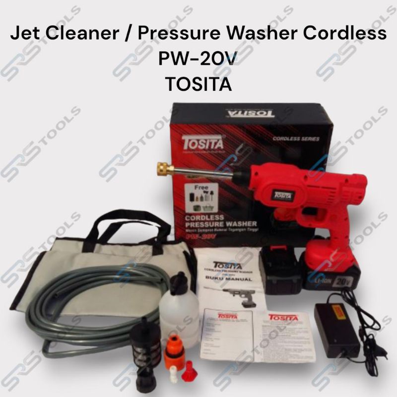 TOSITA PW 20 V Jet Cleaner / Pressure Washer Cordless - Mesin Cuci Motor Mobil Cas