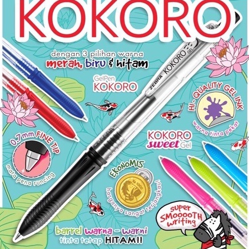 

Kemasan Baru.. ( 4 pcs ) Pulpen Gel Kokoro / Zebra Kokoro Hitam & Kokoro Sweet 0,5mm BW9
