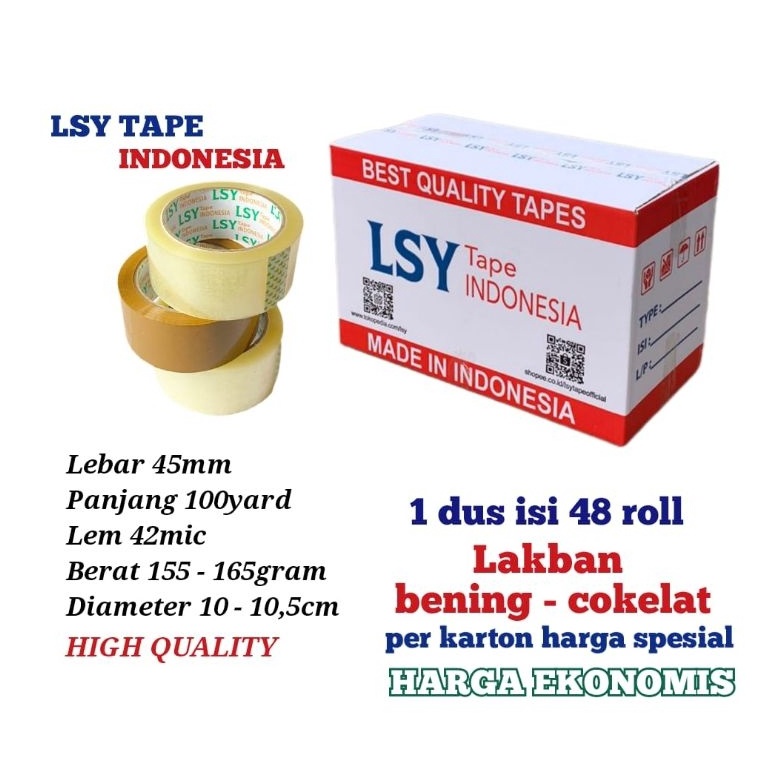 

Bagus Dipakai lakban bening - cokelat termurah LSY TAPE 1 dus isi 48 roll 100yard CHO K6Y
