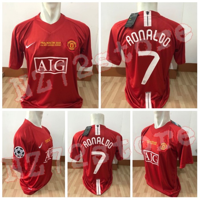 TERMURAH Jersey RETRO MU Home Final Moscow 2008 + Nameset + Patch