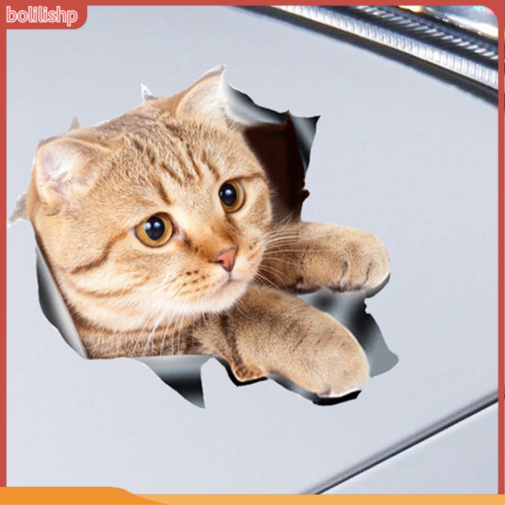 &lt;Bolilishp&gt; Stiker Motif Kucing 3d Anti Air / Pudar Untuk Dekorasi Mobil