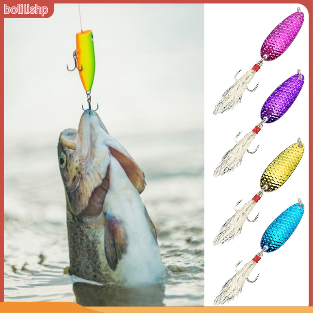 [Bolilishp] 5pcs 5g/15g Umpan Keras Memancing Payet Dengan Bulu Kait Tajam Anti-escape Stainless Angling Menarik Perhatian Air Asin Air Tawar Treble Hook Umpan Perlengkapan Memancing