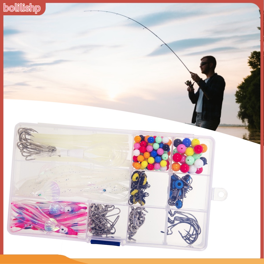 [Bolilishp] 1 Set Set Rig Pancing Dengan Pengait Kotak Penyimpanan Dan Tali Beberapa Aksesoris Angling 226Pcs Laut Memancing Aksesoris Set Untuk Memancing Di Luar Ruangan