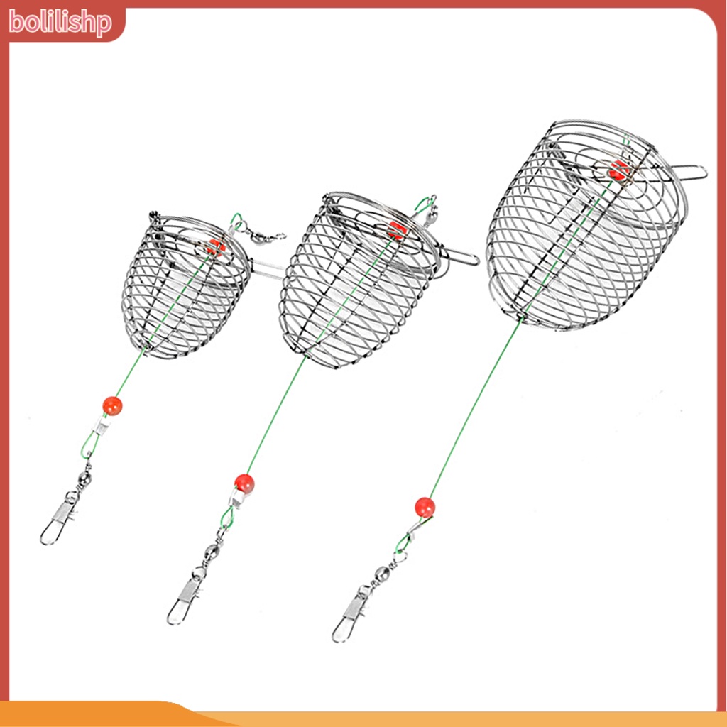 [Bolilishp] fishing Umpan Kandang Reusable Compact Size Tahan Karat Tahan Aus Dengan Musim Semi Meningkatkan Tingkat Memancing Stainless Steel Angling Lure Feeder Carp Fishing Tackle Cage Outdoor Fishing