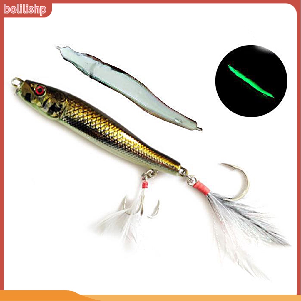 [Bolilishp] 100g/100mm Umpan Pancing Bentuk Bulu Kait Ganda 3D Fisheyes Warna Terang Merampingkan Ikan Menarik Universal Laut Memancing Buatan Jigging Umpan Keras Peralatan Memancing