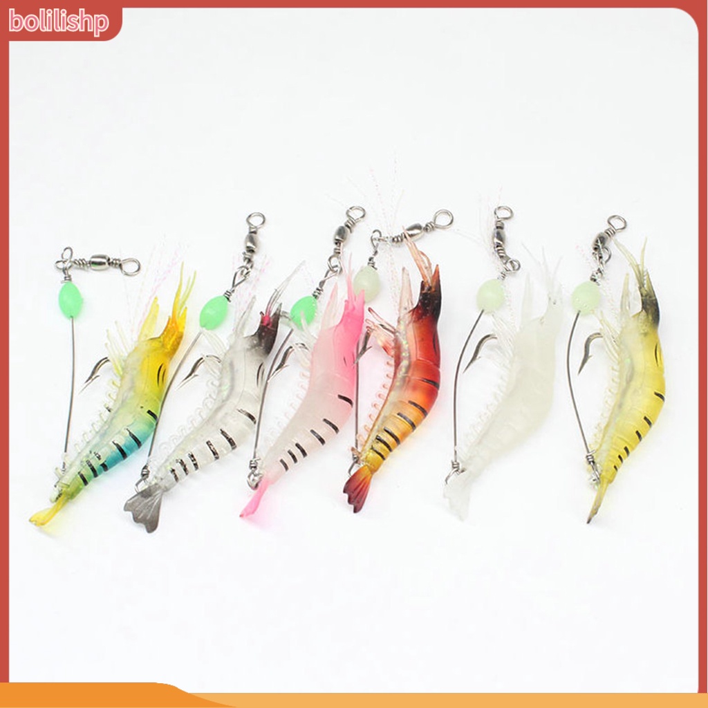 &lt;Bolilishp&gt; 10 Pcs Umpan Pancing Bentuk Udang Bionik Luminous Ukuran 9.5cm 6.5g Dengan Kait