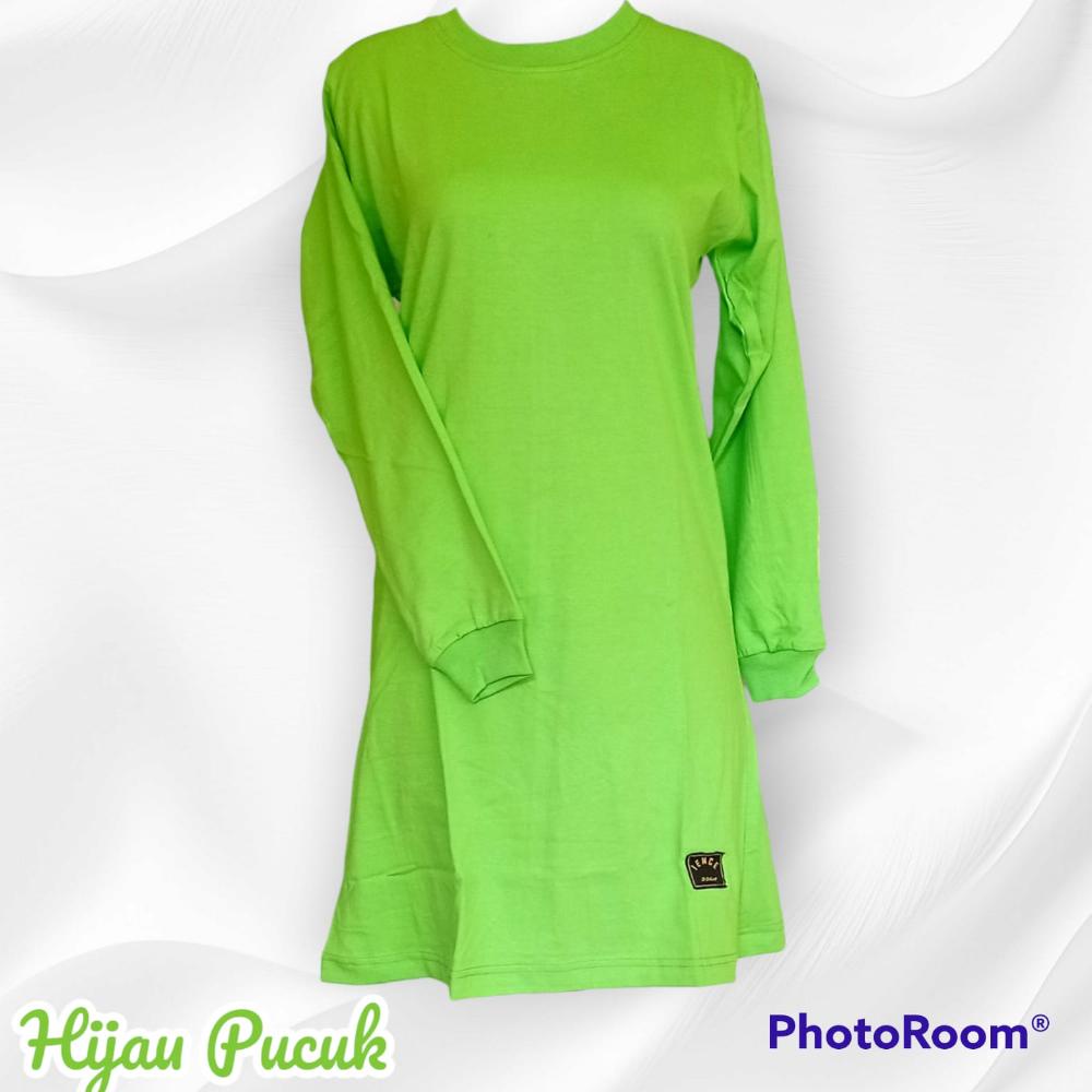 TERMURAH KAOS POLOS Kaos Polos Hijau Pucuk Tunik Oblong Muslimah/Seragam Olahraga/Senam/Outbond/Reun