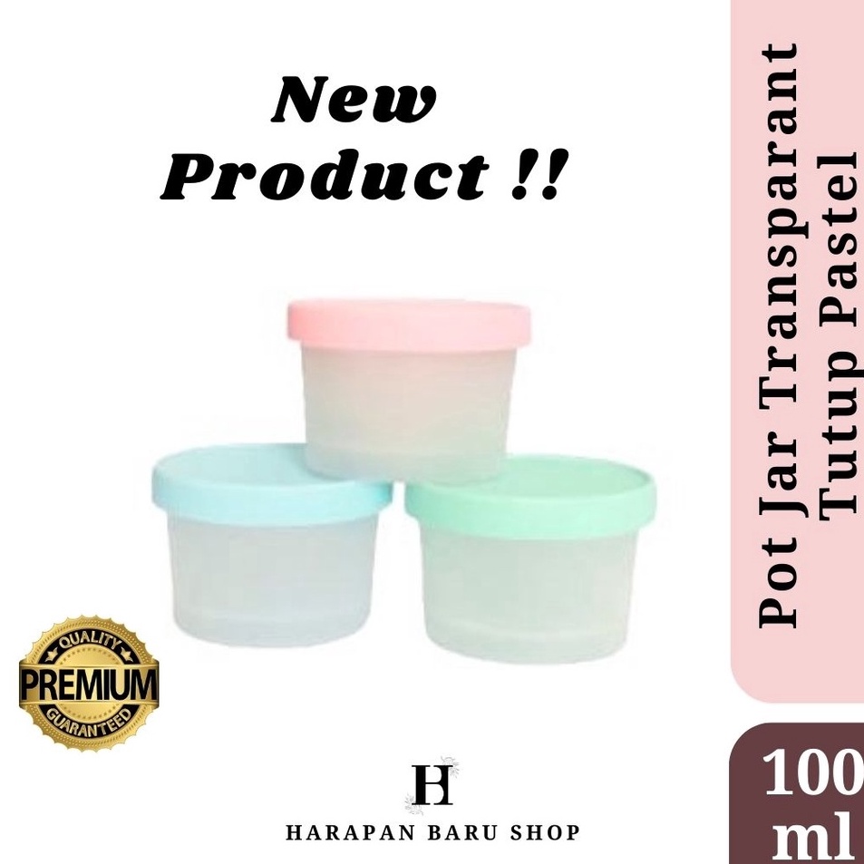 Diskon HBS 10pcs Pot Jar Dof Transparant Tutup Pastel 100ml - Jar Kosmetik Dijual Murah