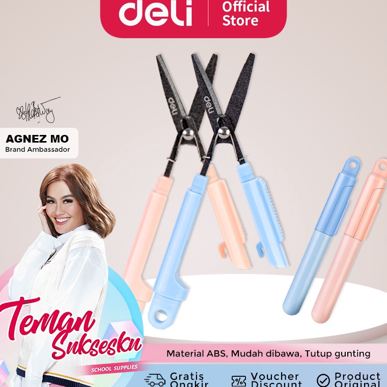 

SGT.9Jn23ᴱ– Deli Portable Scissors Gunting Portabel Warna Pink Biru 77761