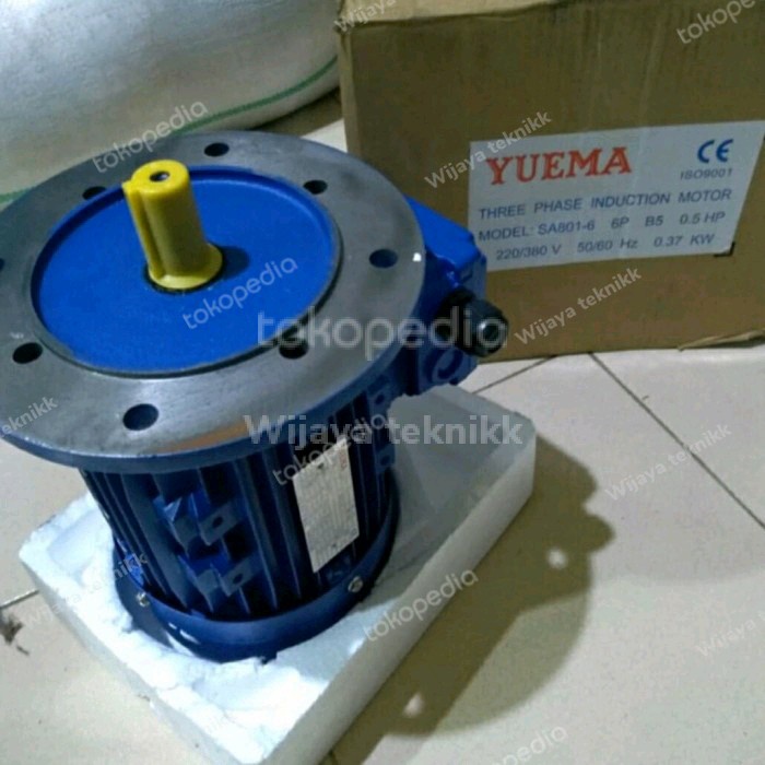 Terlaris Ditor Dinamo Electro Motor Yuema /Adk/Bologna 1/2 Hp 0,37 Kw 3 Phase Flange