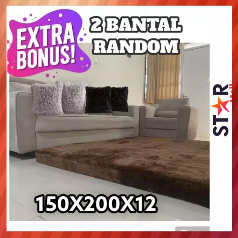 BONUS 2 BANTAL Kasur Bulu Kamar Tidur Tebal 12 cm Surpet Bulu Rasfur 200x150 Kasur Busa Royal Foam K