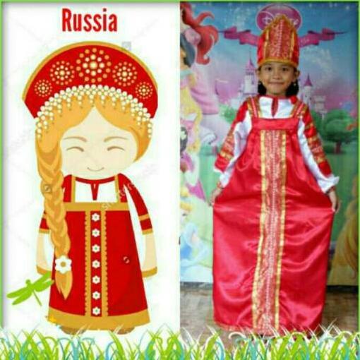 Sz 8-12 Thn Kostum Negara Rusia/Baju Tradisional/Kostum Karnaval