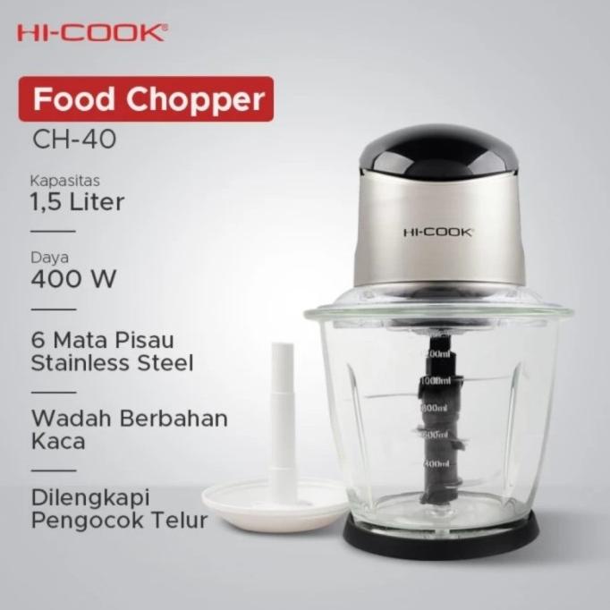 Hi Cook Chopper Ch-40 Blender/Penggiling Multifungsi Tabung kaca.Ori
