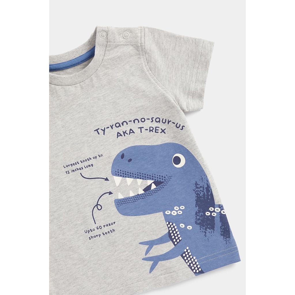 Mothercare T-Rex Dinosaur T-Shirts - 3 Pack - Kaos Bayi Laki-laki (Multicolor)