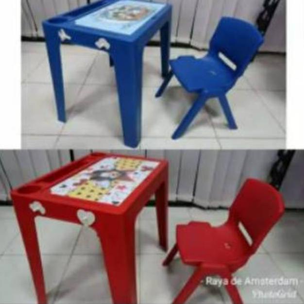 Terbaru Meja Belajar Anak Plastik 1Set 1Meja Karakter+1Kursi Olymplast Warna-Warni Okt